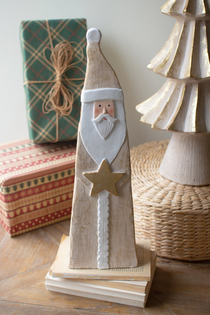 Set of 2 Painted Resin Santas
