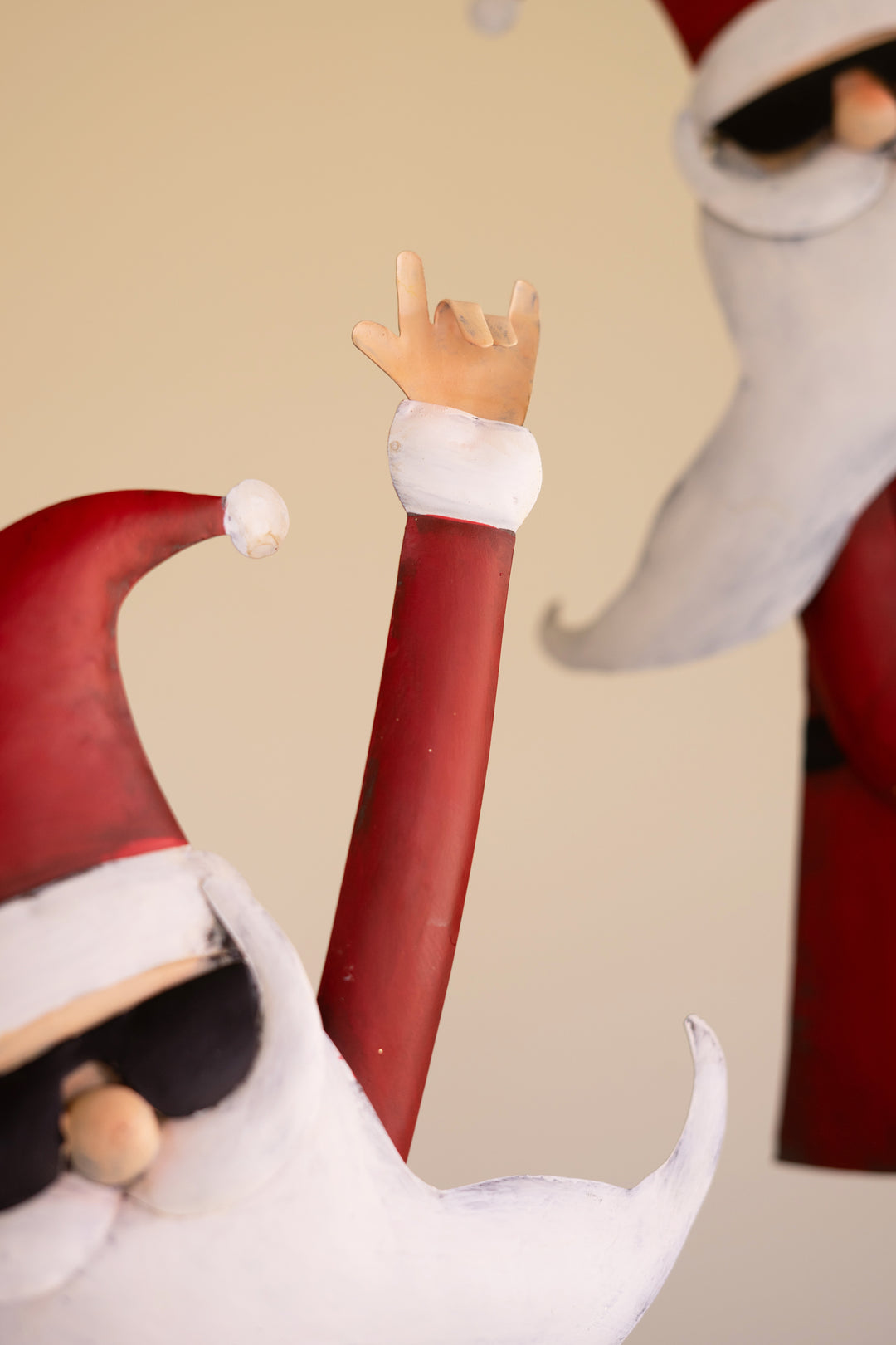 Set of 2 Painted Metal Santa Musicians