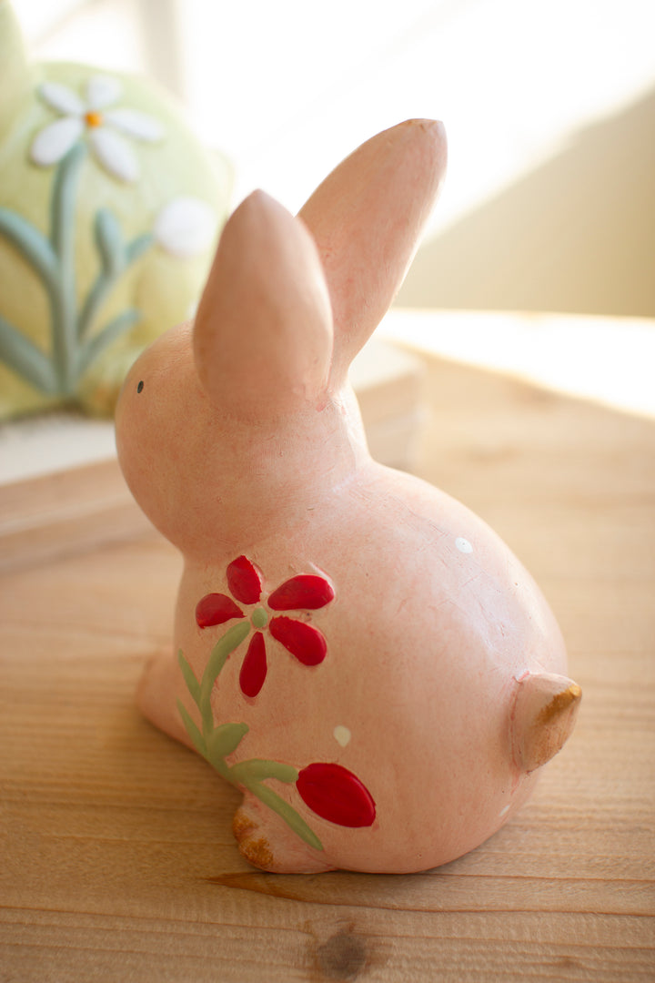 Set of 2 Colorful Faux Concrete Bunnies
