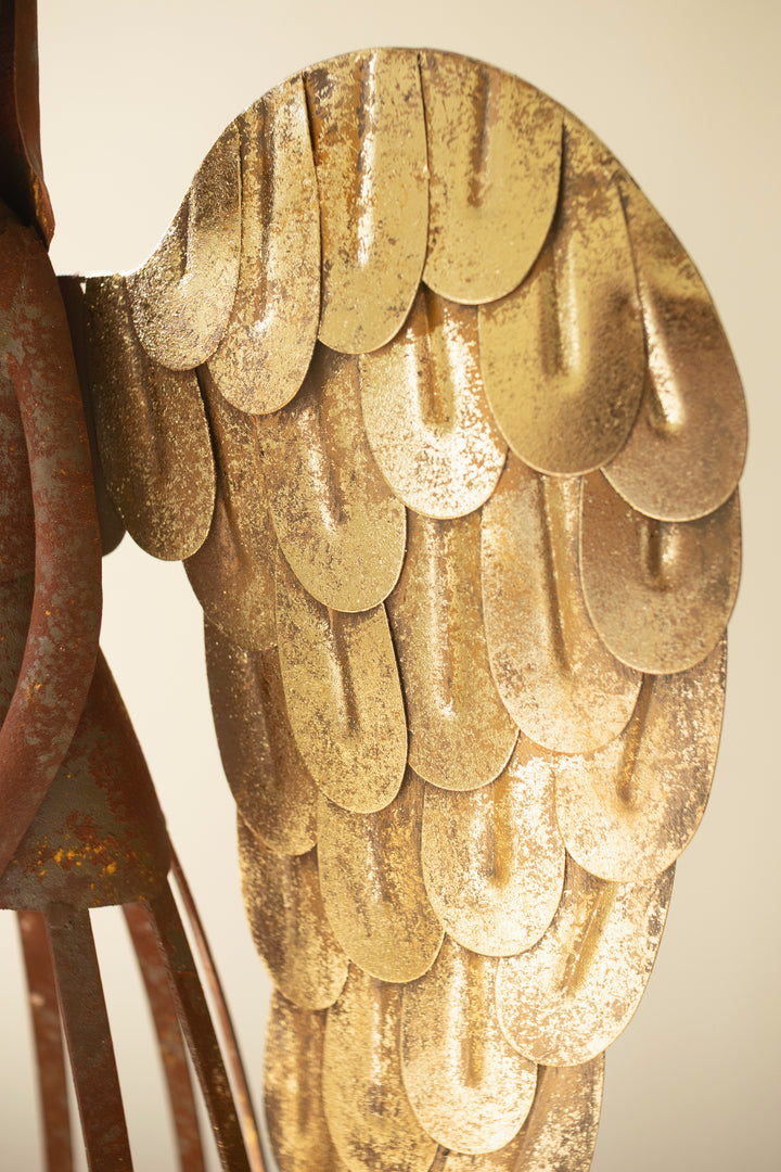 Rustic Metal and Gold Painted Christmas Angel Luminary