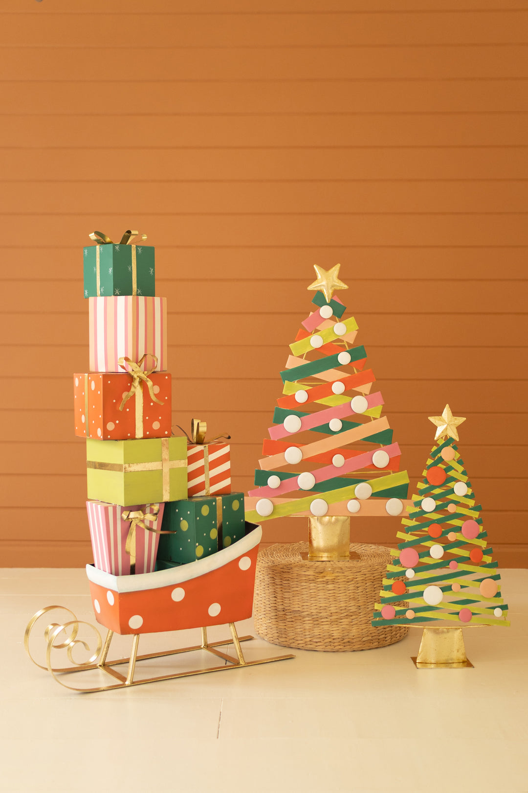 Giant Painted Metal Christmas Sleigh with Presents