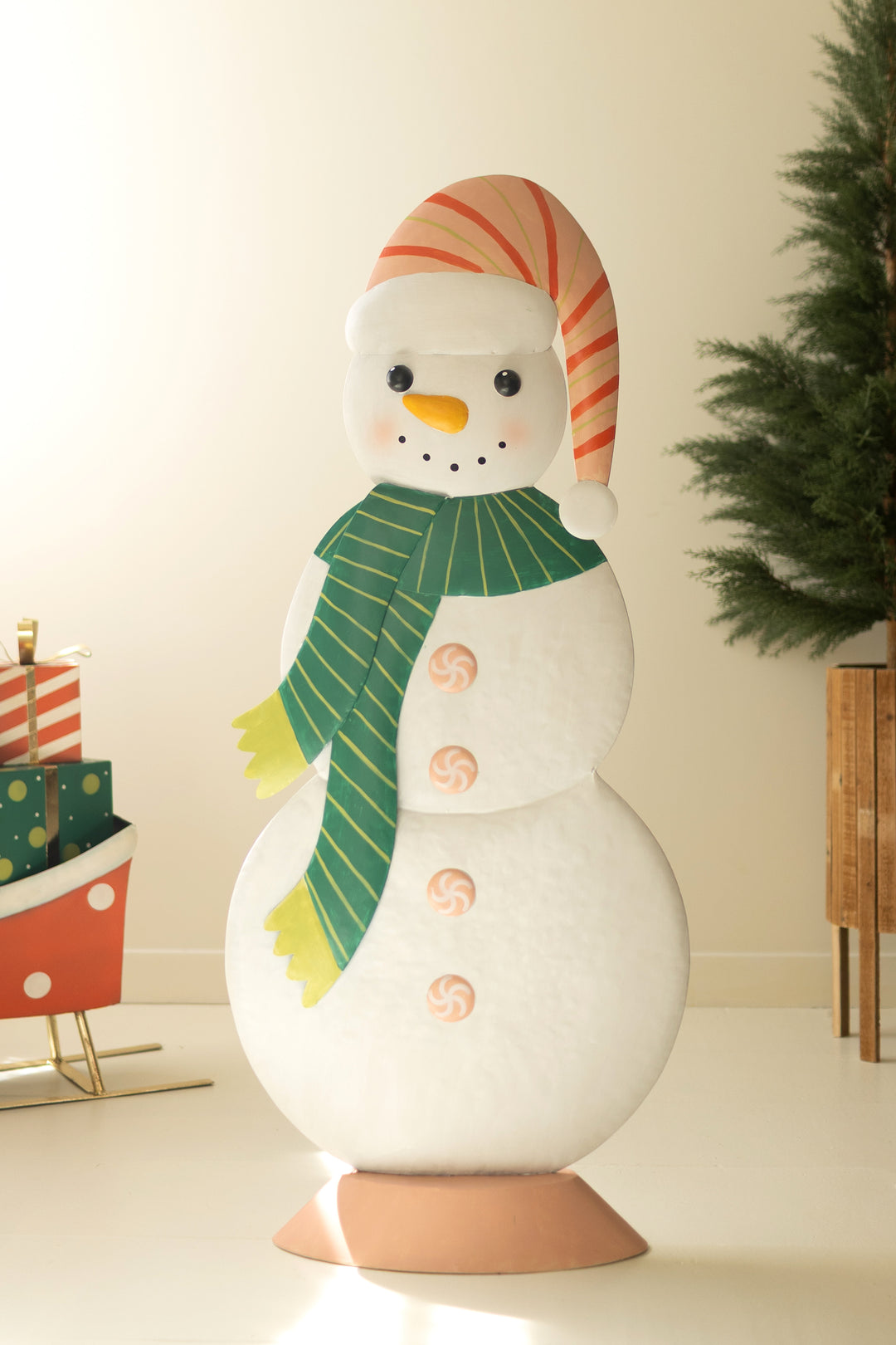 Large Metal Colorful Snowman