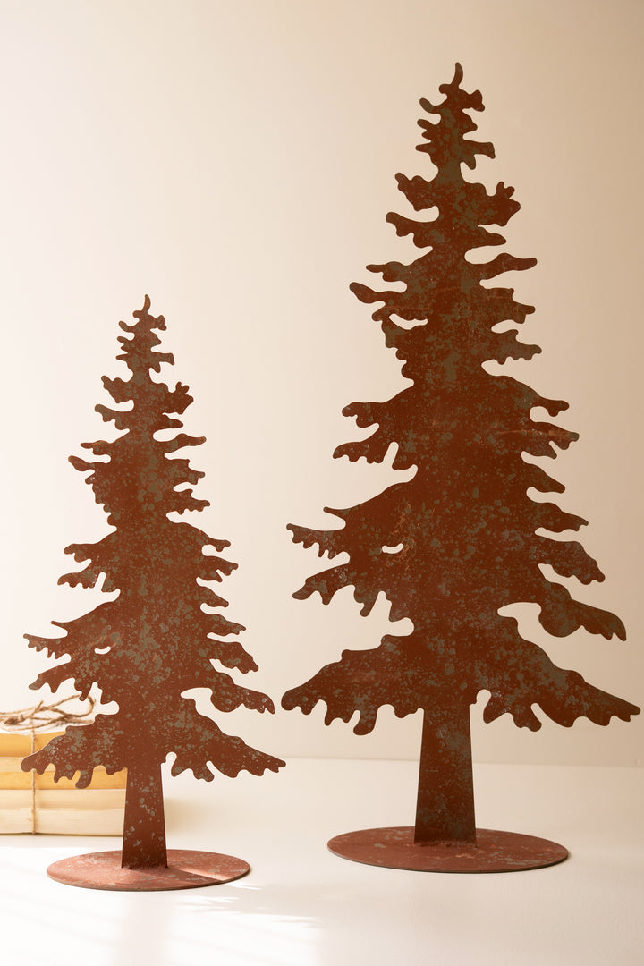 Set of 4 Rustic Metal Christmas Trees and Reindeer