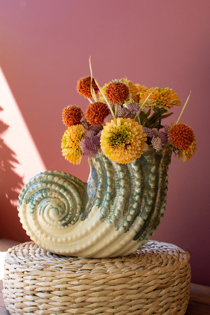 Ceramic Nautilus Shell Vase