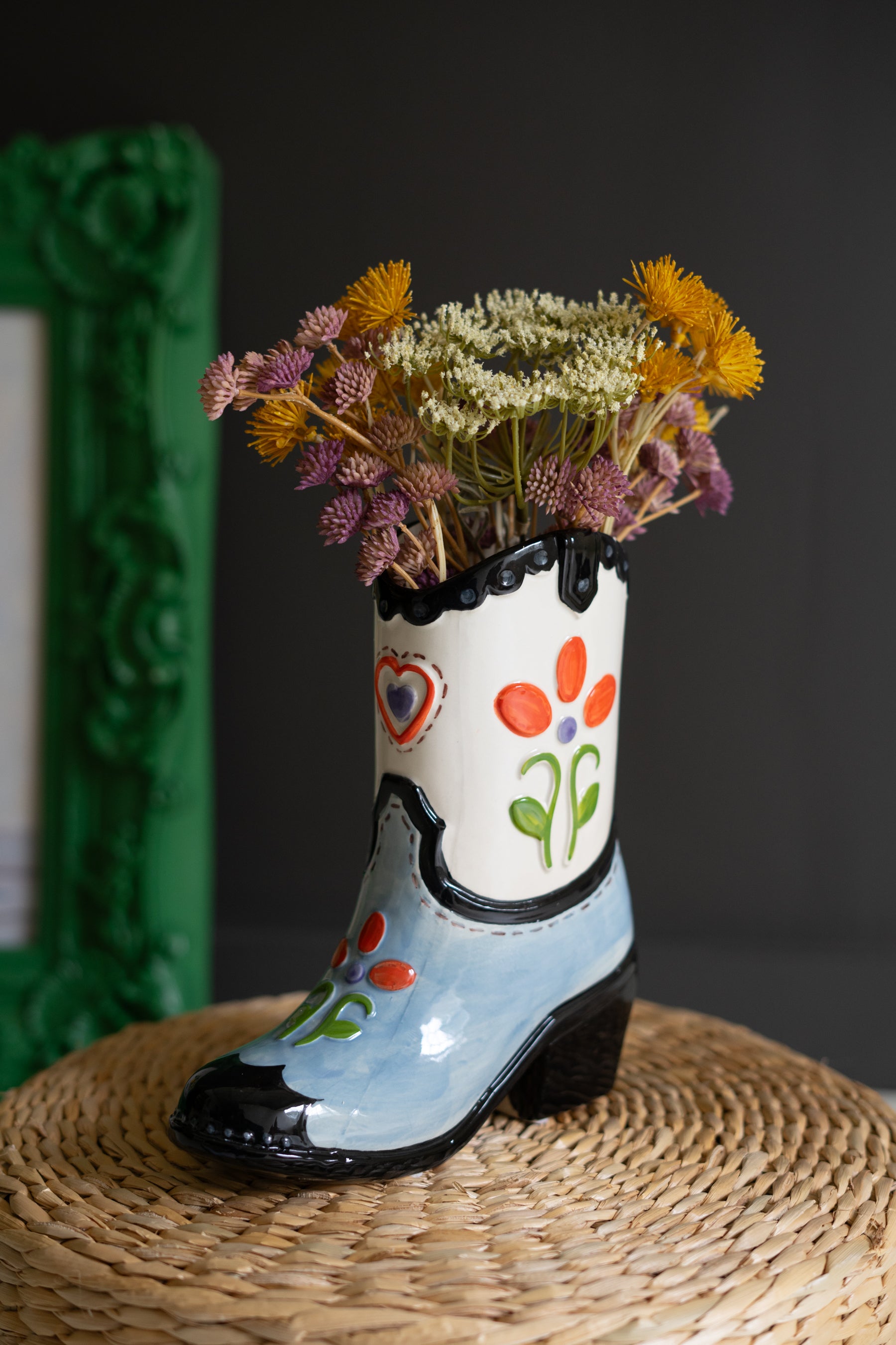 Ceramic Cowboy Boot Vase - Thumbnail 4