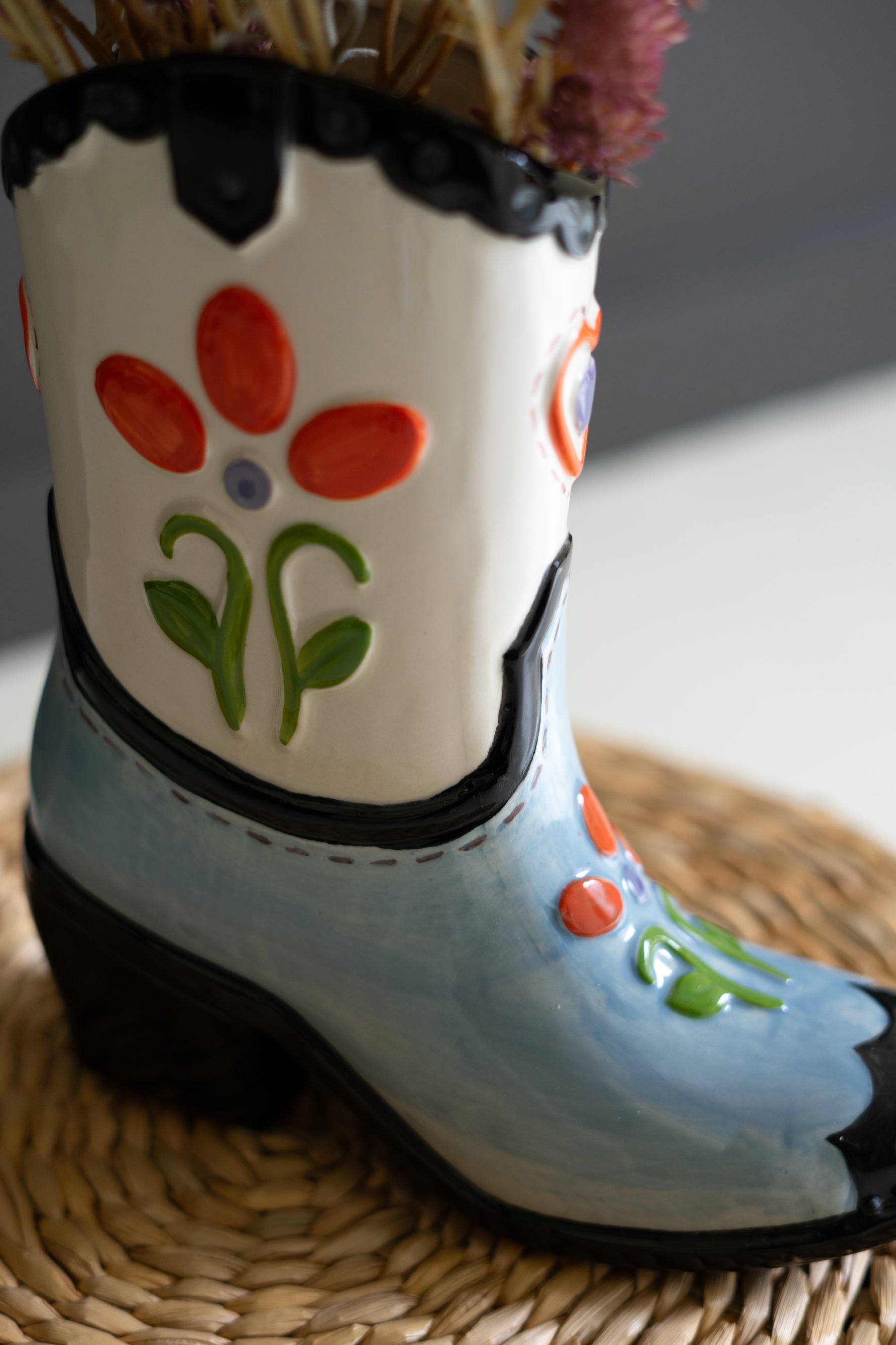 Ceramic Cowboy Boot Vase - Thumbnail 5