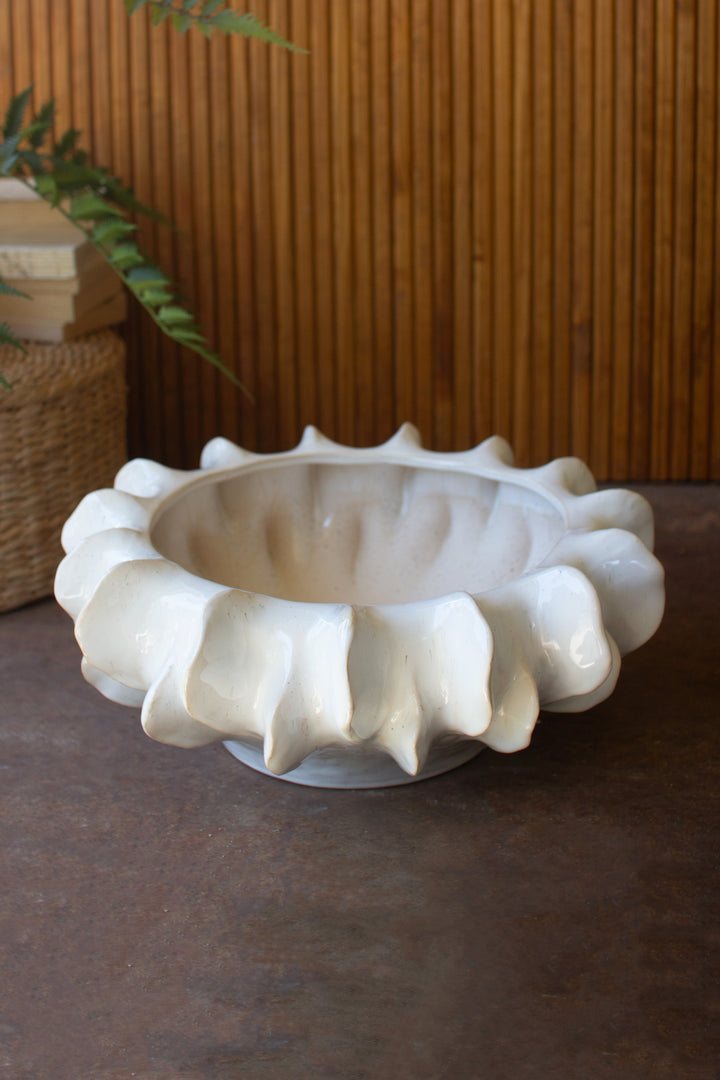 Organic Ruffle Ceramic Compote