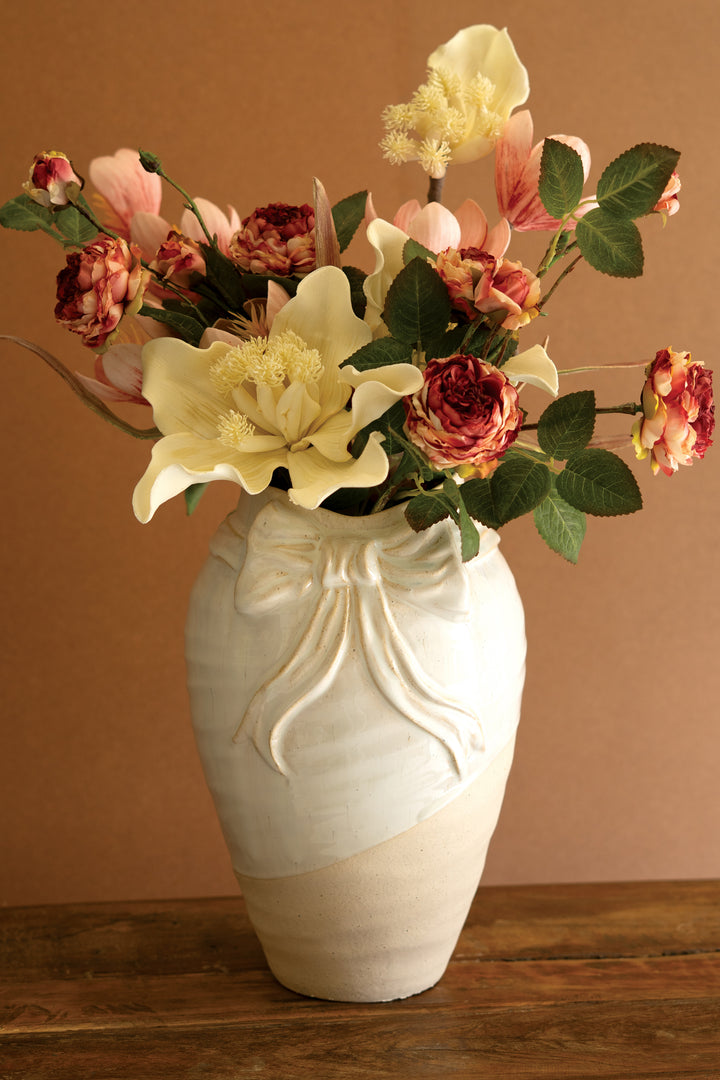 White Ceramic Vase with Bow