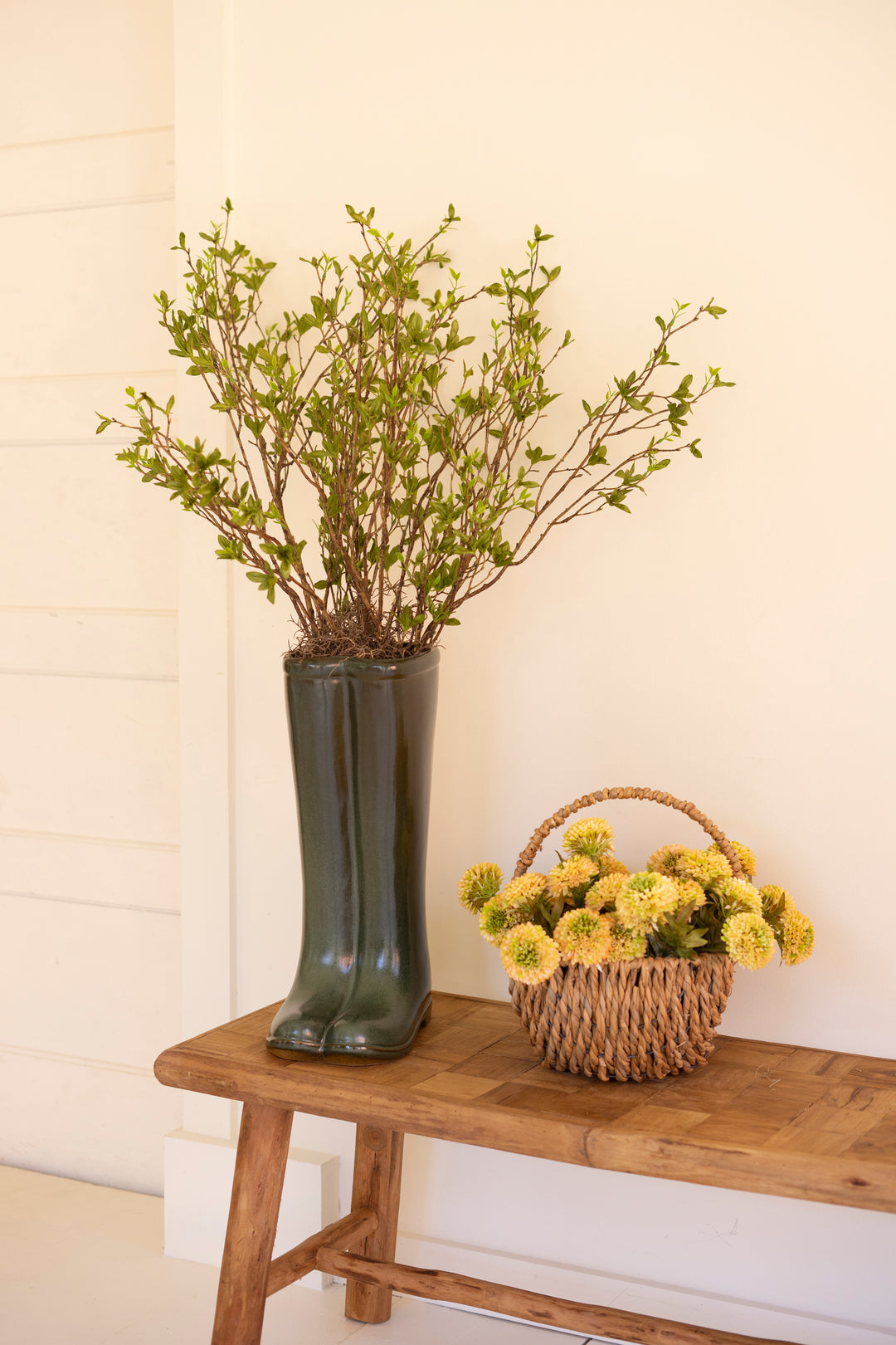 Large Ceramic Green Boot Vase