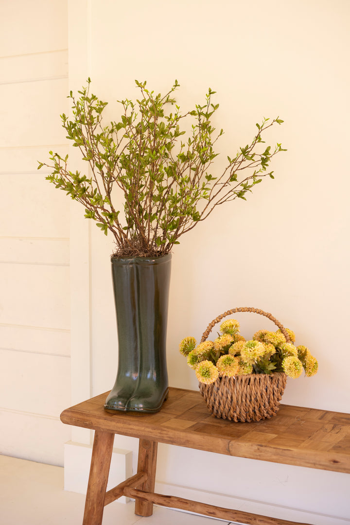 Large Ceramic Green Boot Vase