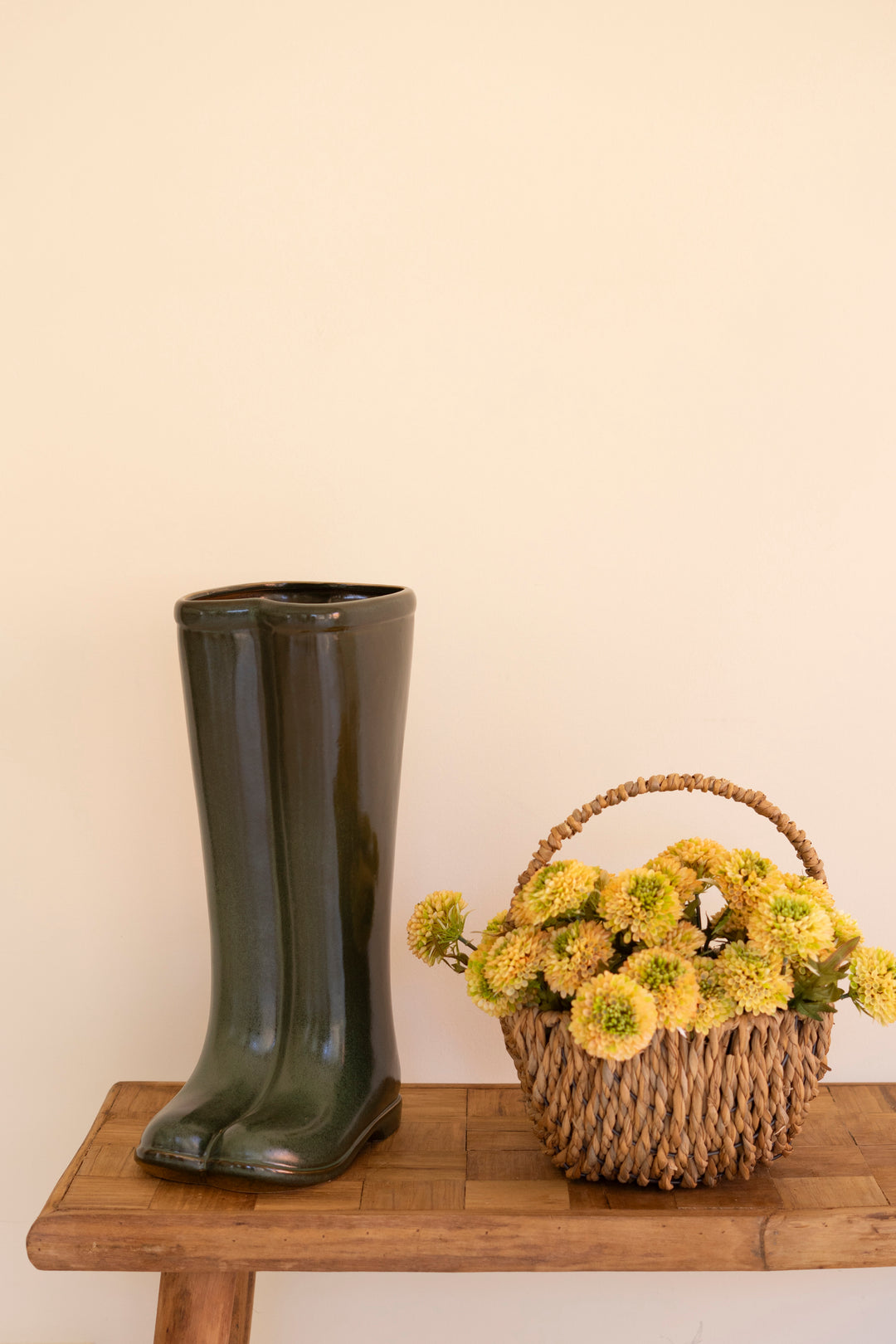 Large Ceramic Green Boot Vase