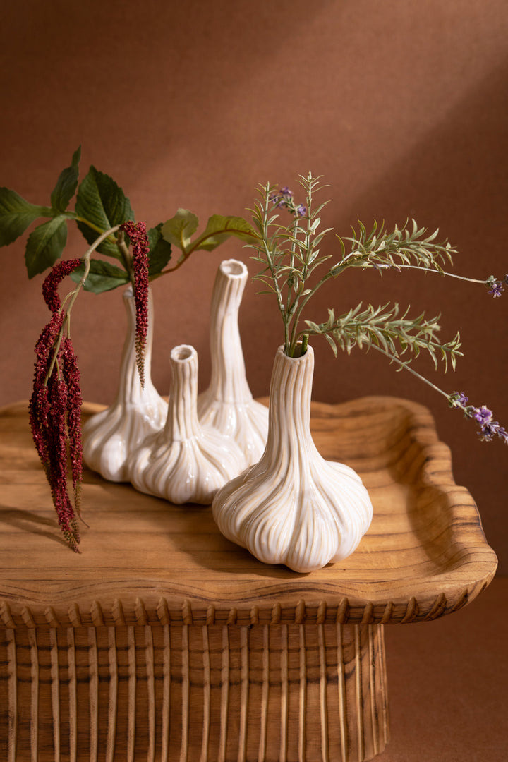 Set of 2 Ceramic Garlic Bud Vases