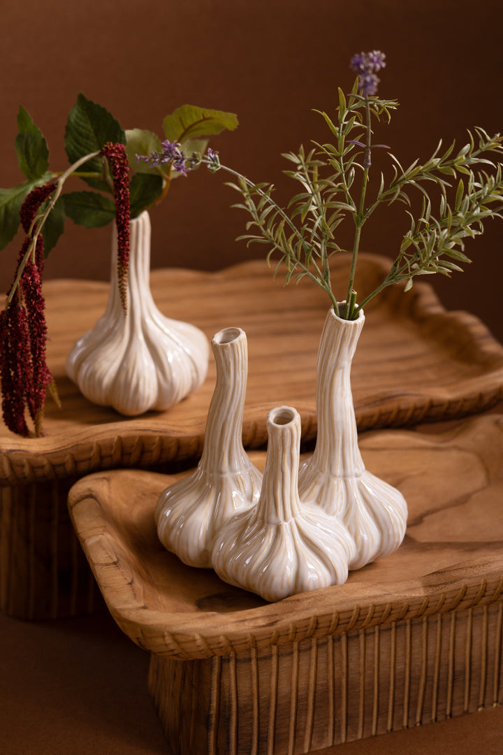 Set of 2 Ceramic Garlic Bud Vases