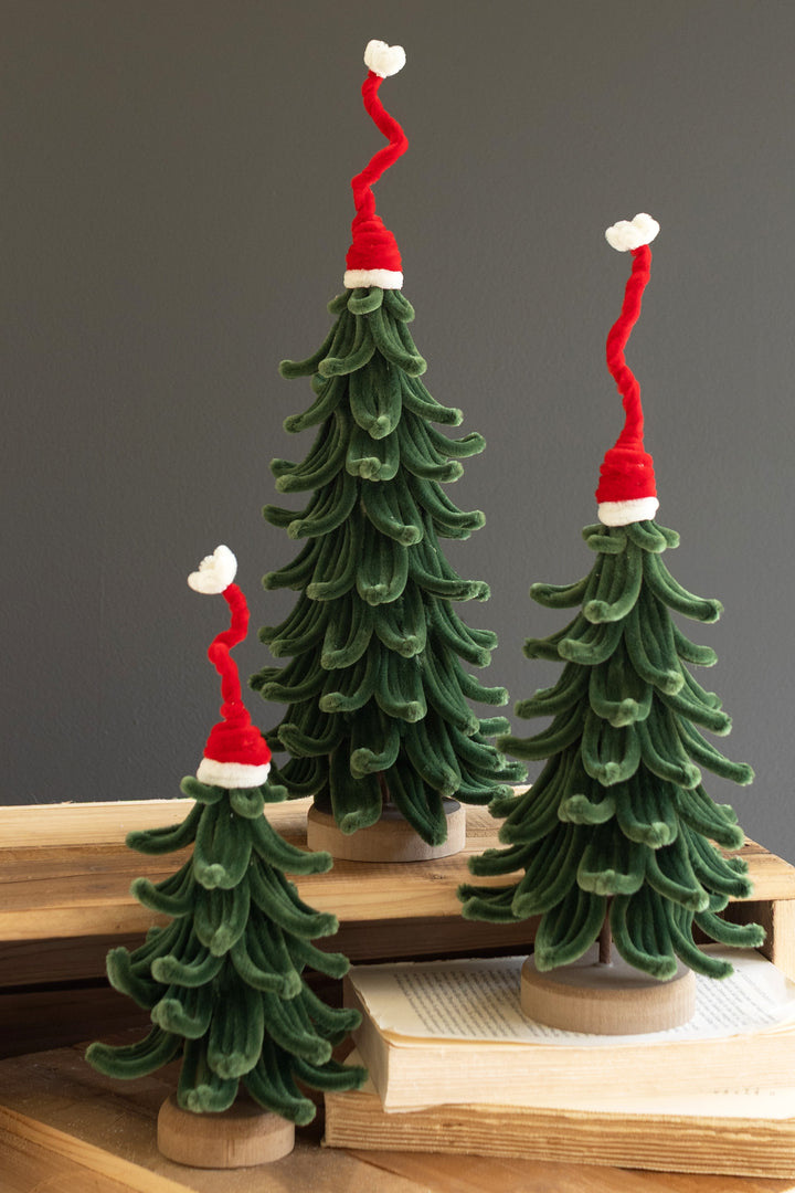 Set of 3 Pipe Cleaner Christmas Trees with Hats