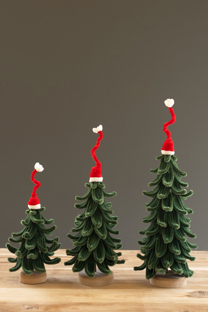 Set of 3 Pipe Cleaner Christmas Trees with Hats