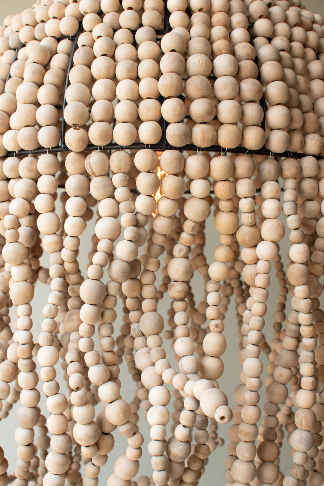 Wooden Bead Jellyfish Pendant Light