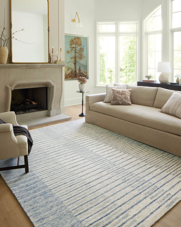 Chris Loves Julia x Loloi Ivory / Denim Accent Rug (CHR-01)