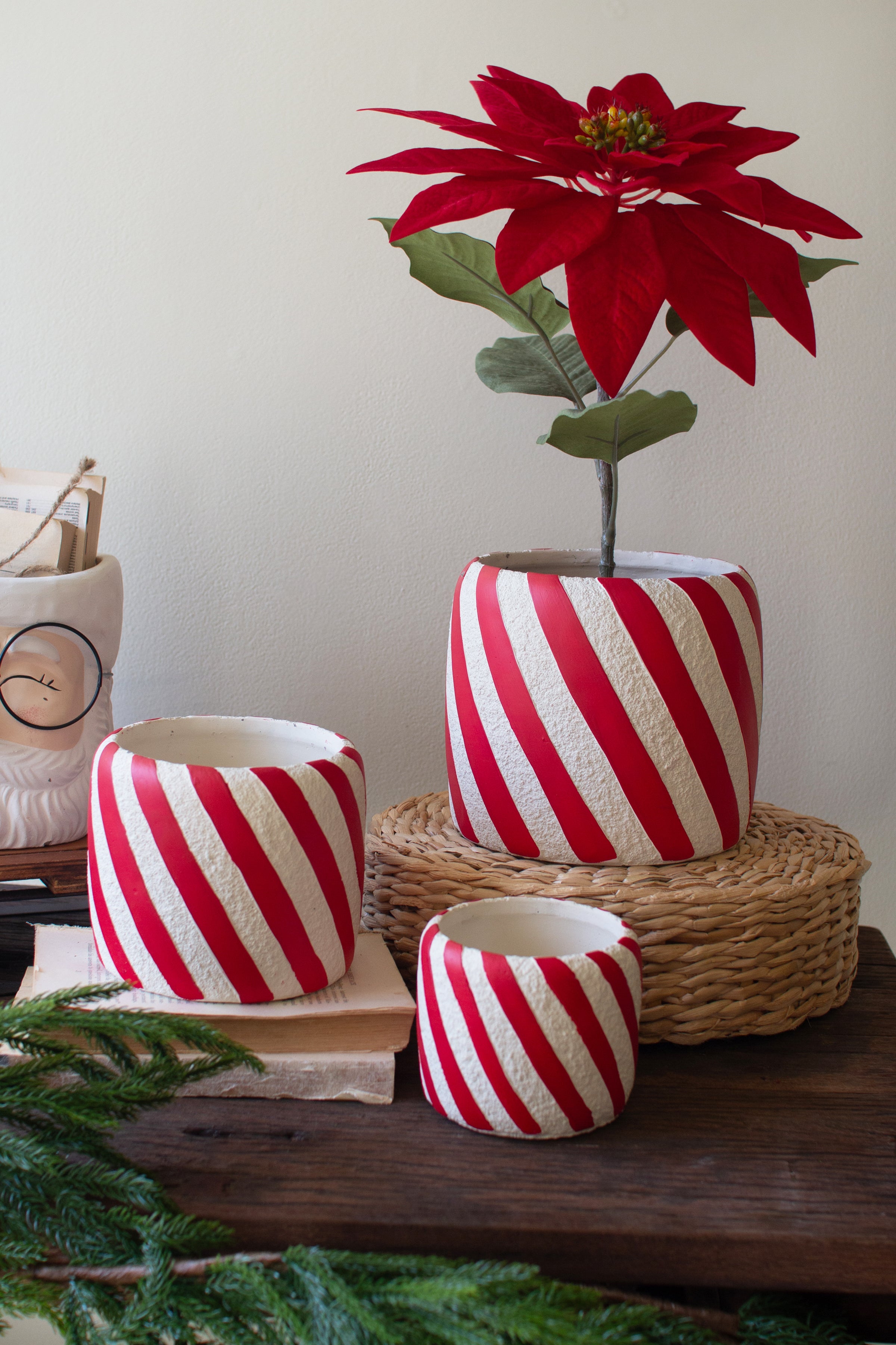 Set of 3 Concrete Candy Cane Planters - Thumbnail 3
