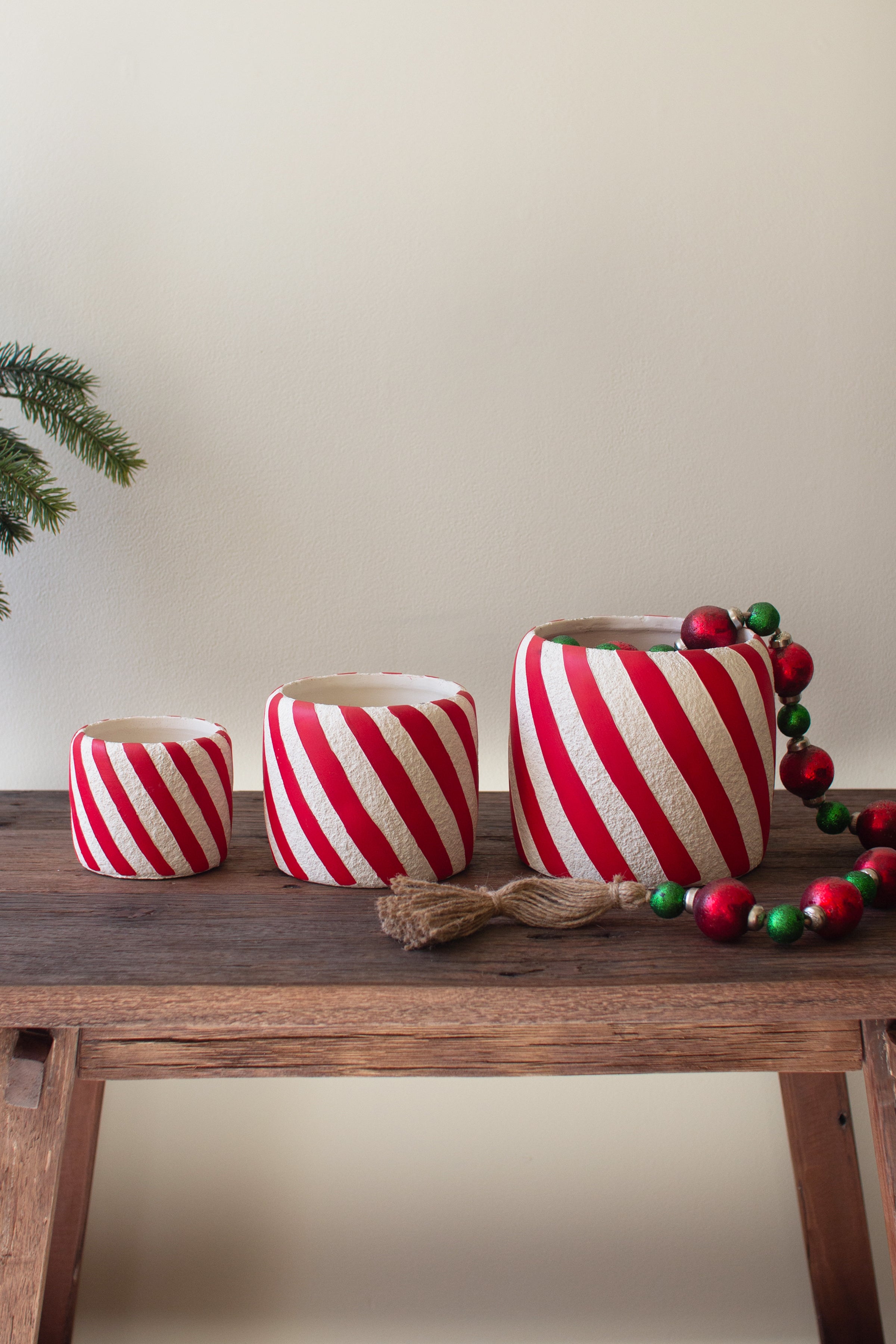 Set of 3 Concrete Candy Cane Planters - Thumbnail 2