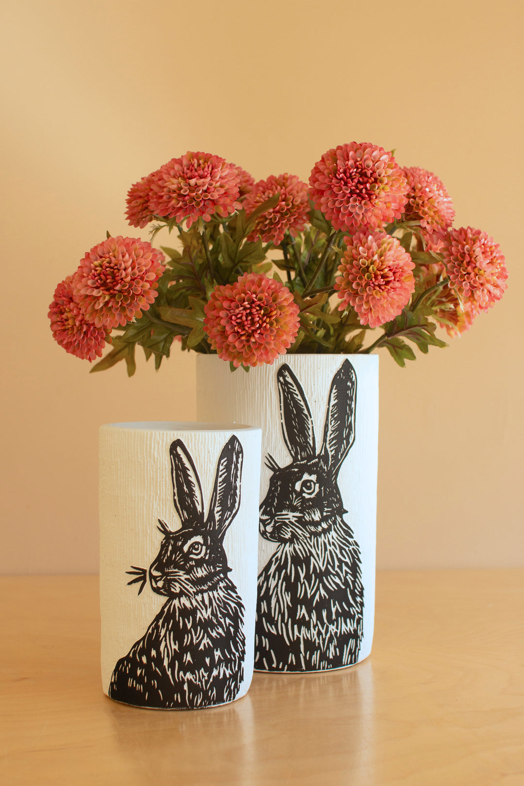 Set of 2 Cement Easter Rabbit Planters