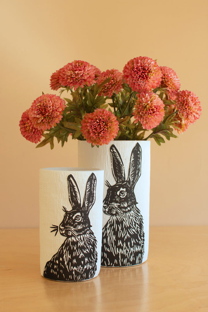 Set of 2 Cement Easter Rabbit Planters