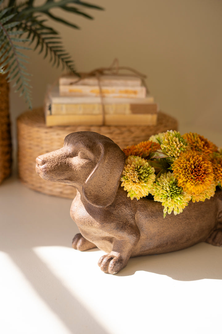 Cement Dachshund Planter