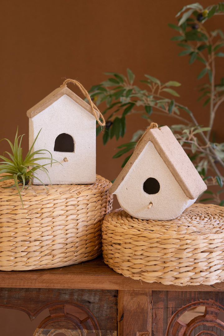 Set of 2 Cement Birdhouses
