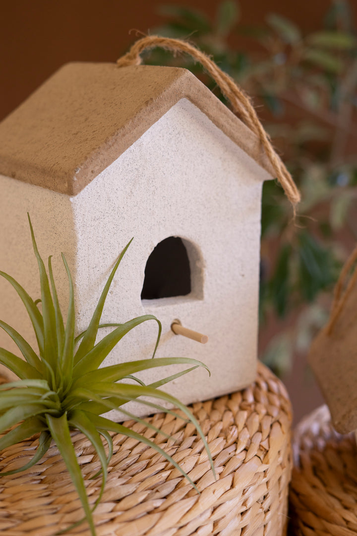 Set of 2 Cement Birdhouses
