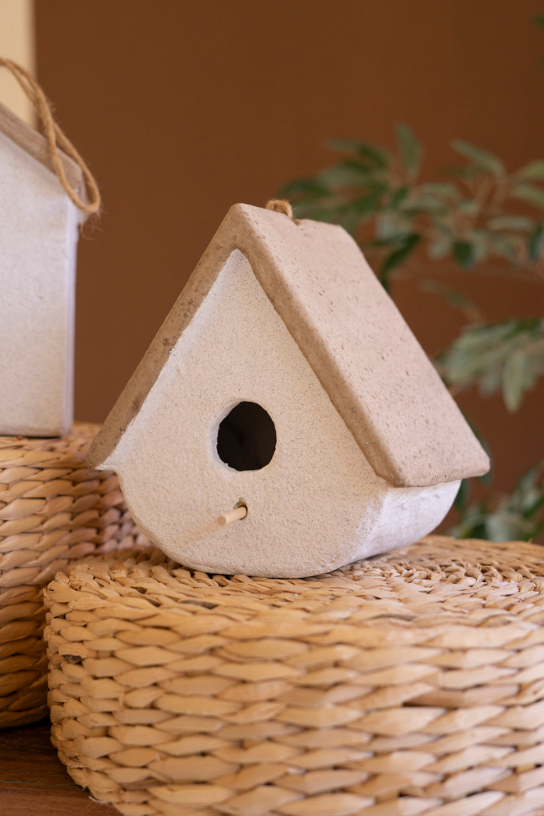 Set of 2 Cement Birdhouses