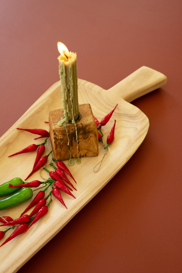 Carved Wood Pepper Platter