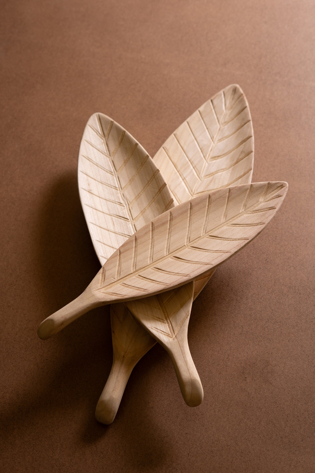 Set of 3 Wooden Leaf Trays