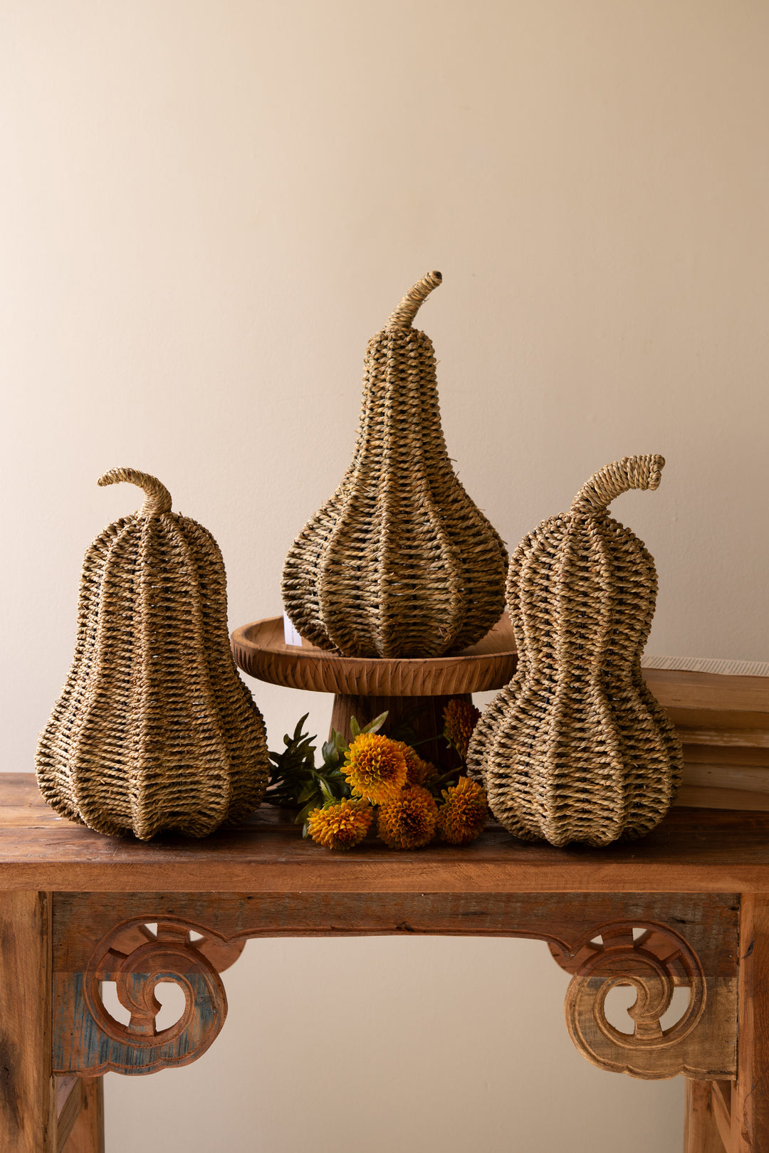 Set of Three Woven Vine Gourds