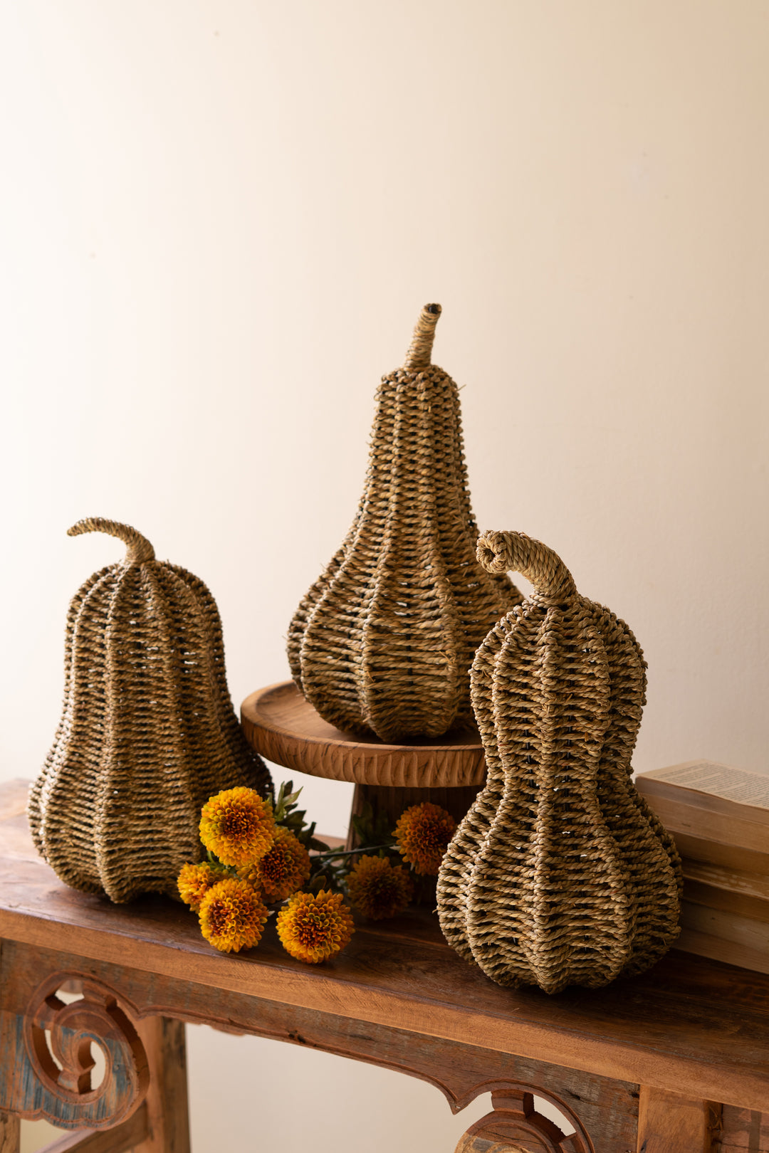 Set of Three Woven Vine Gourds
