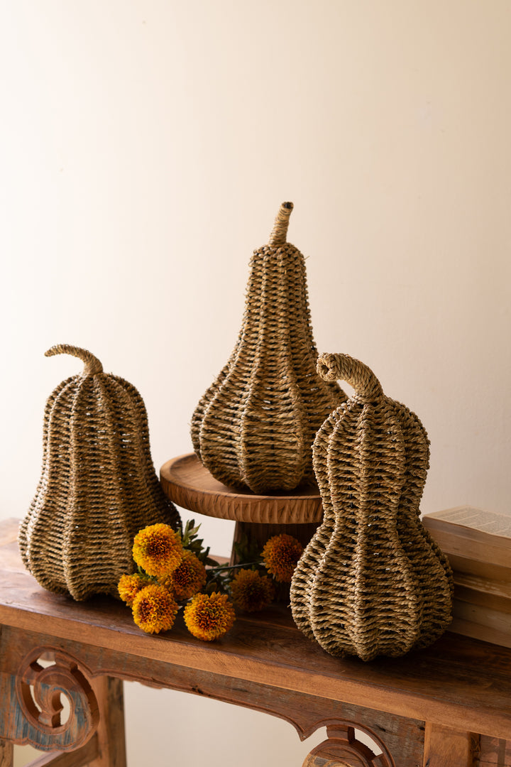 Set of Three Woven Vine Gourds