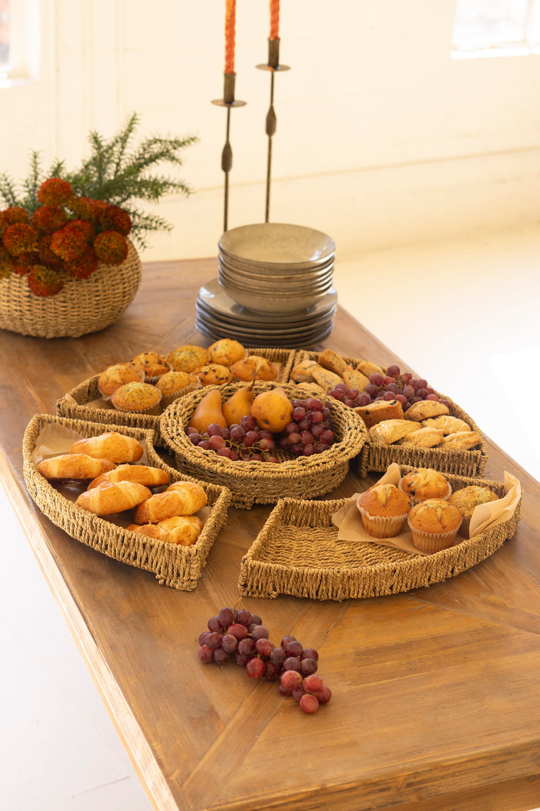 Large Woven Vine Five Piece Round Serving Set
