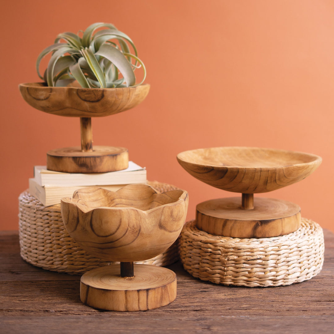 Set of 3 Wooden Compotes
