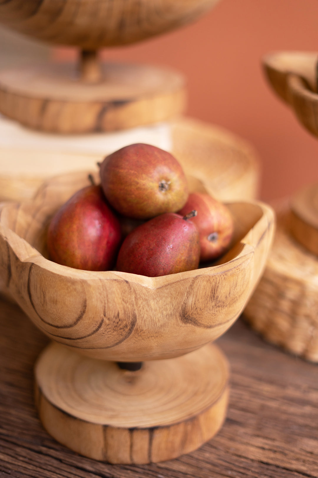Set of 3 Wooden Compotes