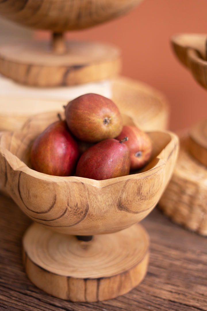 Set of 3 Wooden Compotes