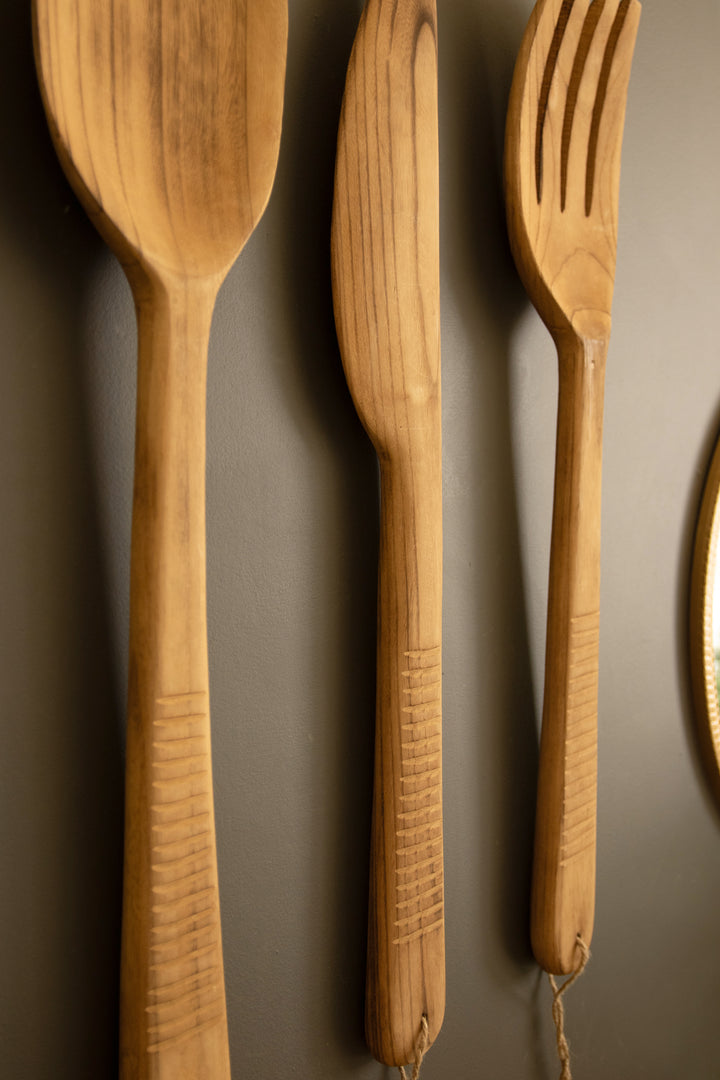 Set of 3 Carved Wood Utensils Wall Art