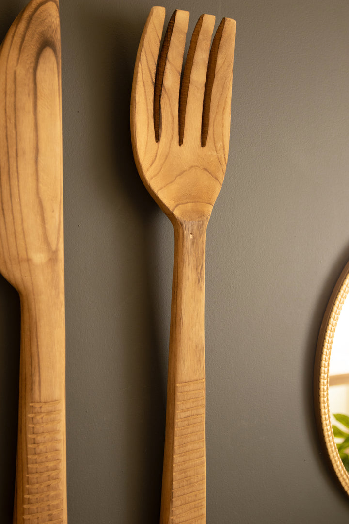 Set of 3 Carved Wood Utensils Wall Art