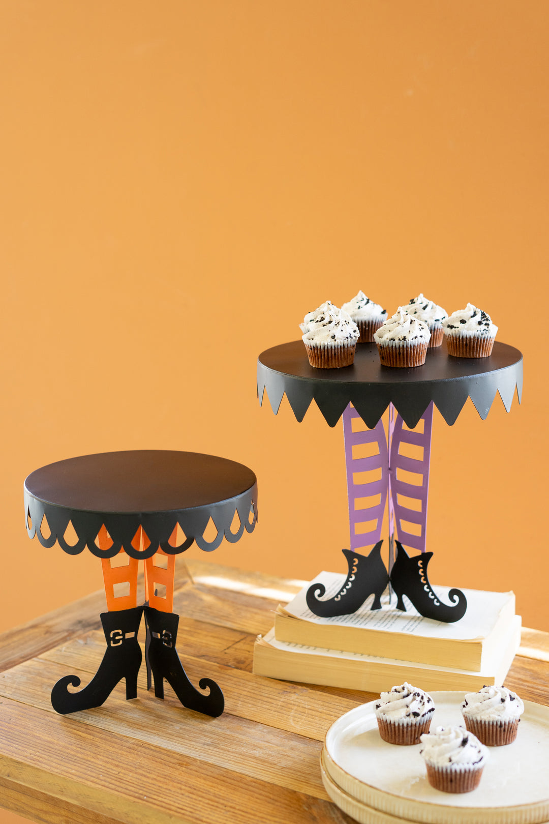 Set of 2 Halloween Display Stands with Witch Boots