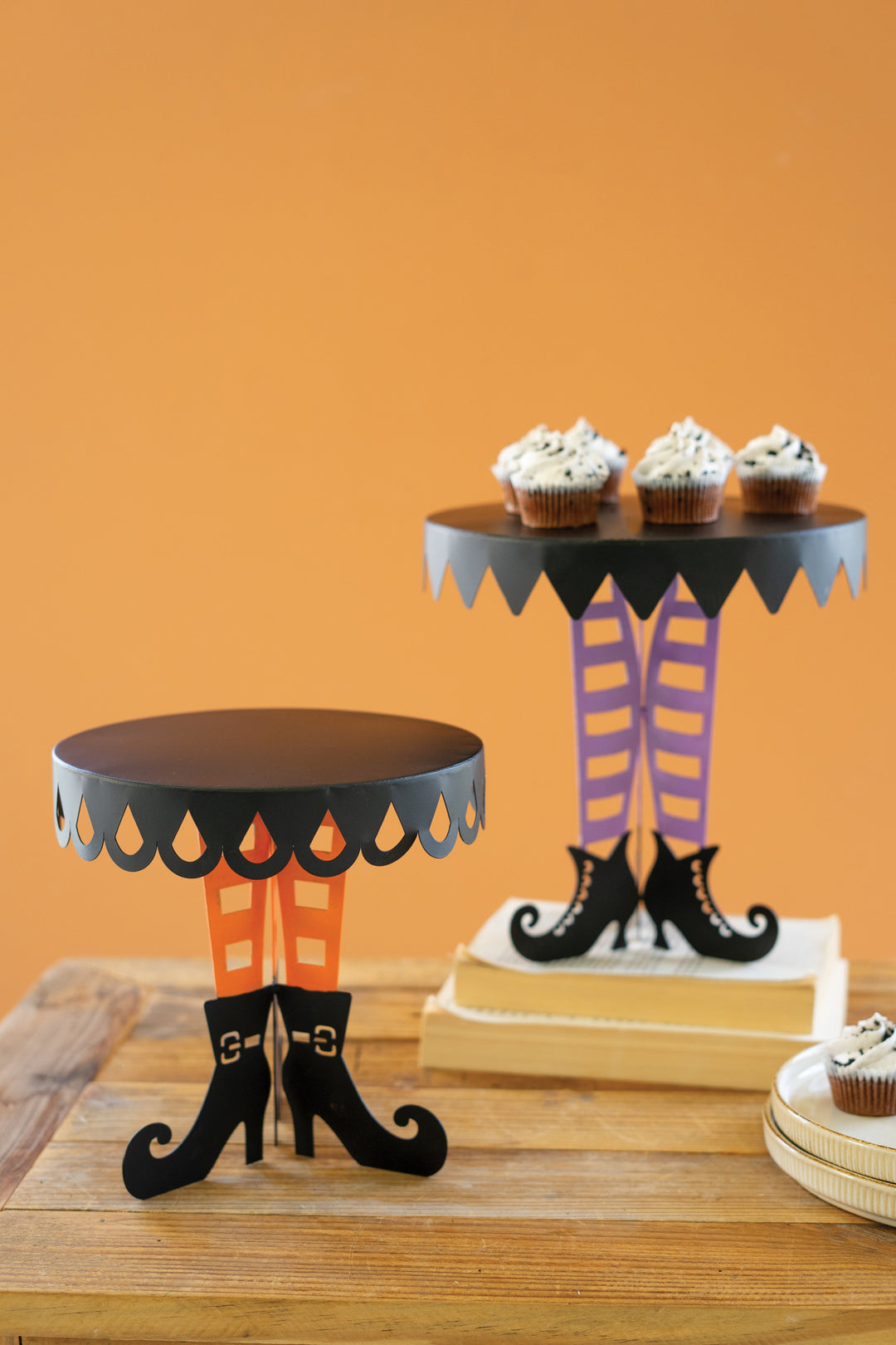 Set of 2 Halloween Display Stands with Witch Boots