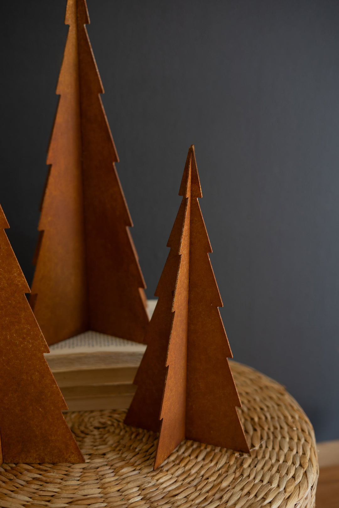 Set of 3 Rustic Metal Christmas Trees