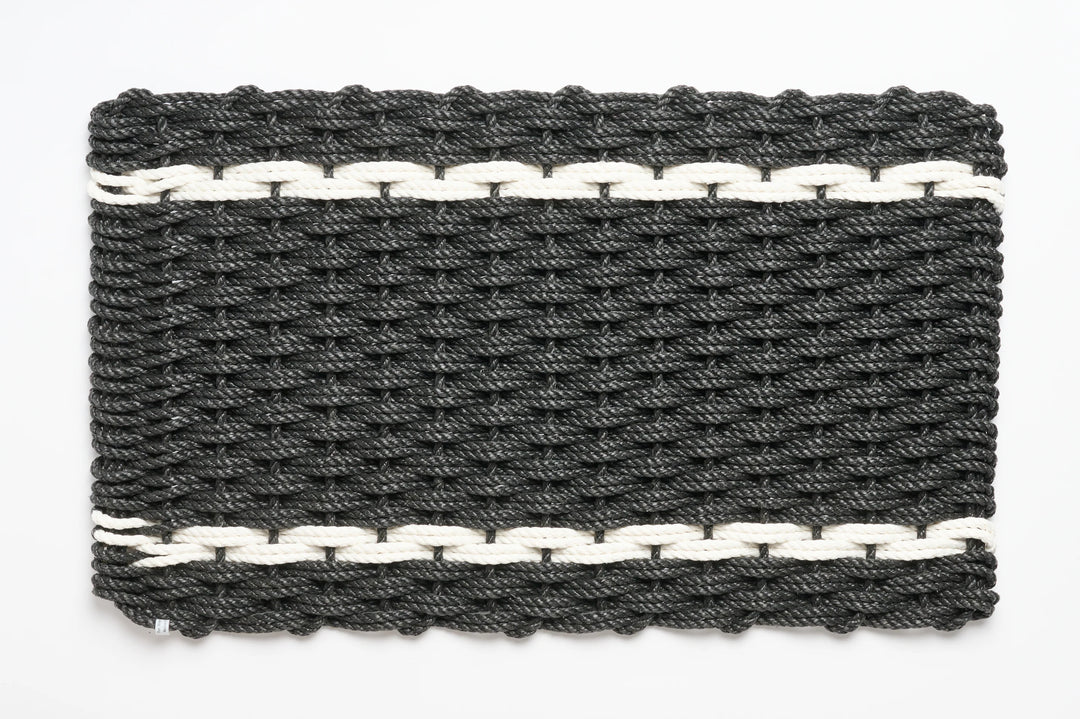The Rope Co. Handwoven Doormat (Charcoal W/ Pearl Stripes)