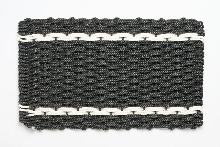 The Rope Co. Handwoven Doormat (Charcoal W/ Pearl Stripes)