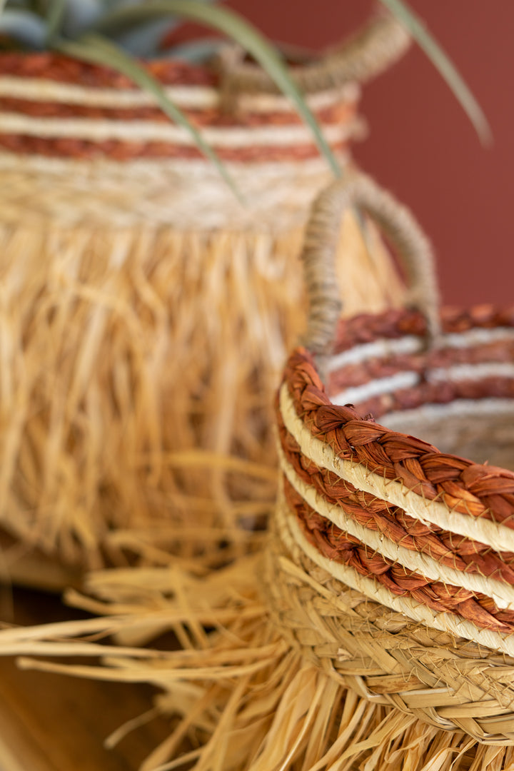 Set of 2 Seagrass Baskets with Grass Detail