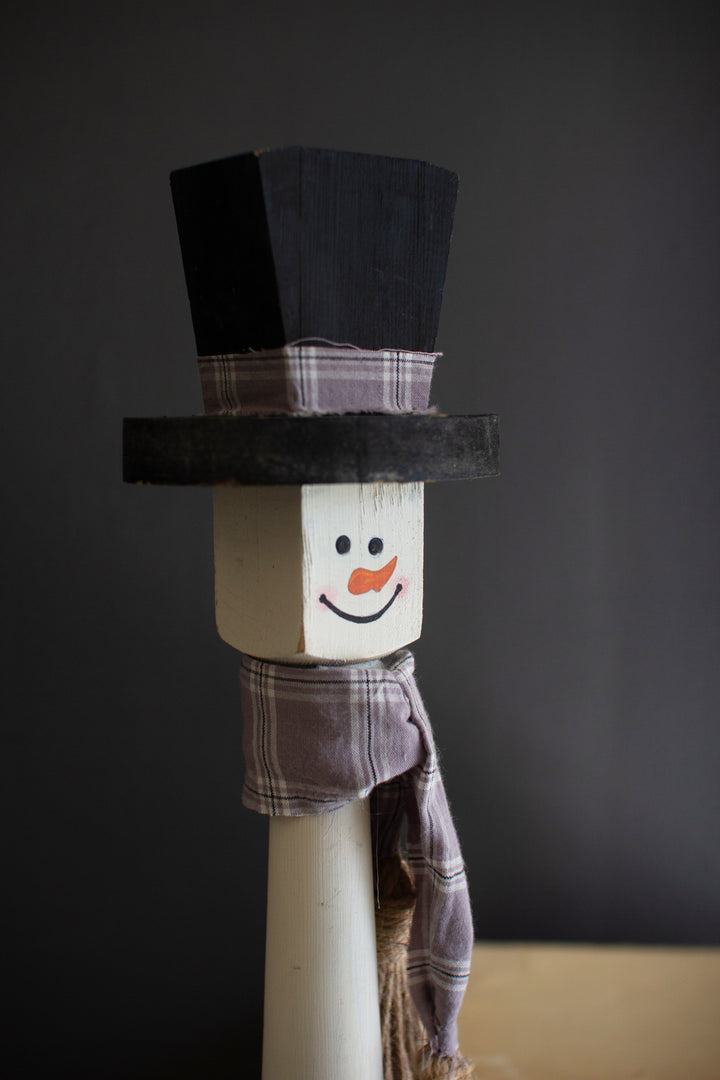 Set of 2 Turned Wood Snowmen