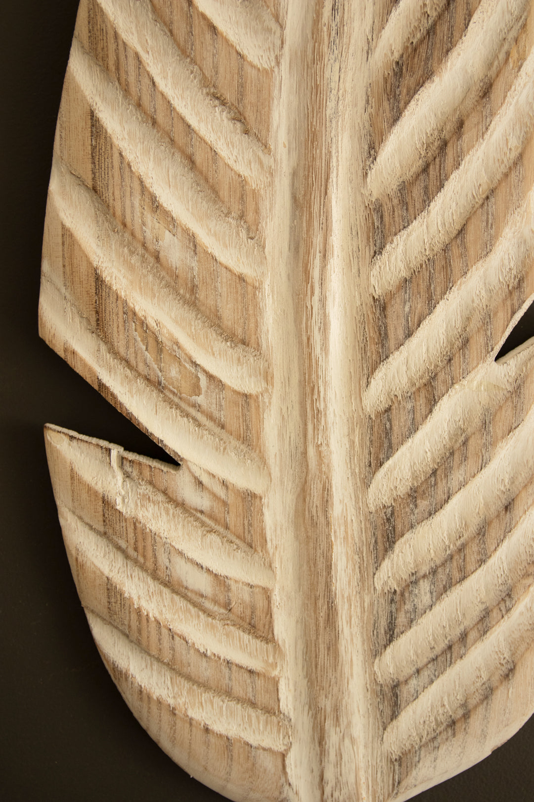 Set of 3 Hand-Carved Paulownia Wood Leaves Wall Art