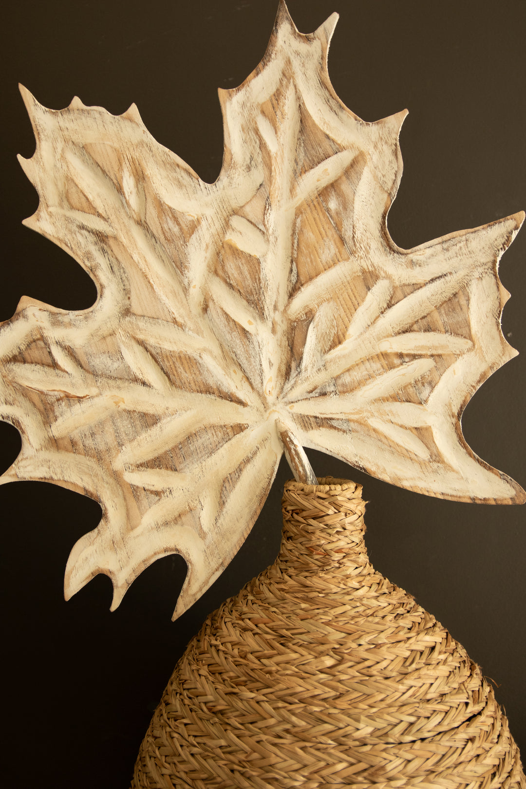 Hand-Carved Paulownia Wood Maple Leaf Wall Art