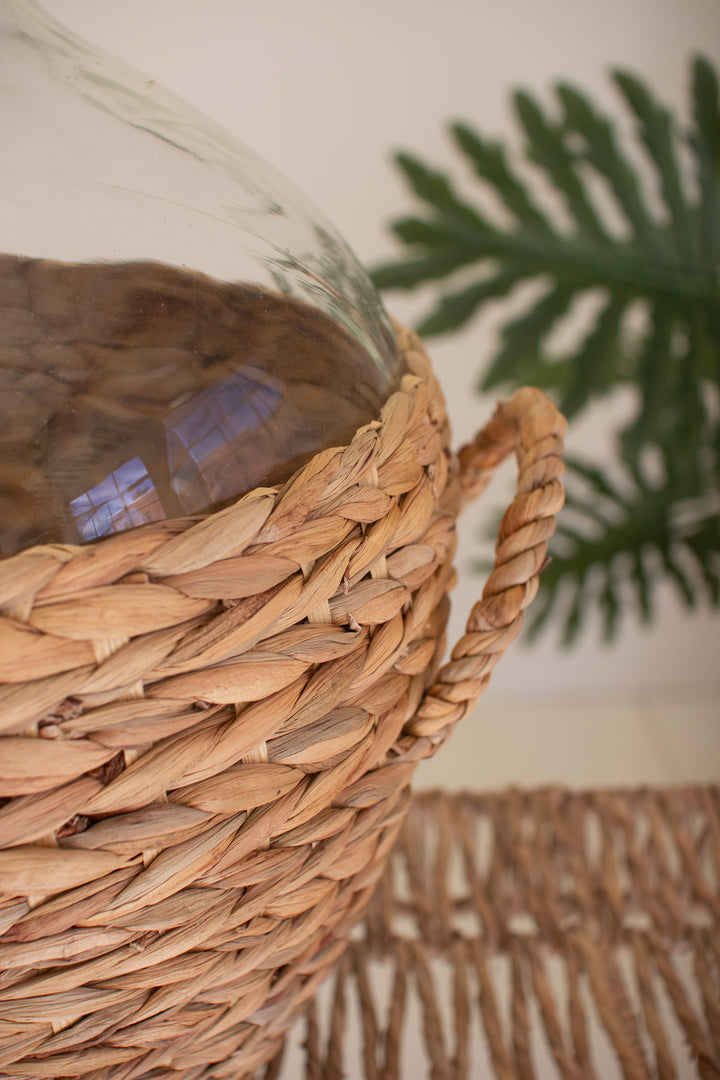 Water Hyacinth Wrapped Glass Wine Damigiana